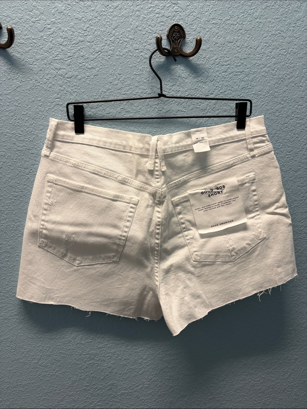 Good American White Distressed Denim Shorts - Picture 2 of 2